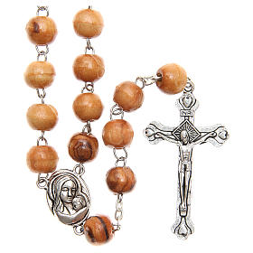 Rosary beads in Holy Land olive tree wood with soil