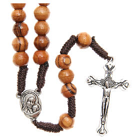 Rosary beads in Holy Land olive wood and cord with soil