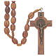 Chapelet avec grains en bois et croix St Benoît s1