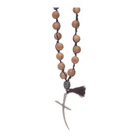 Rosary with olive wood grains and cross