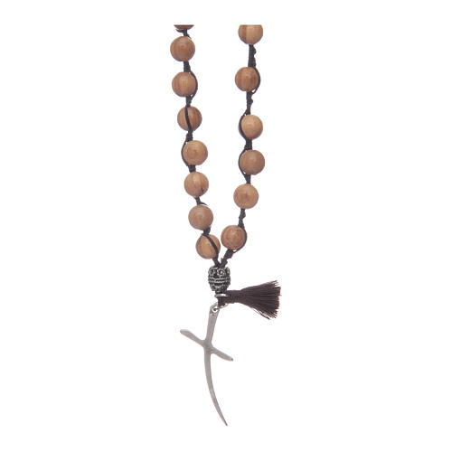 Rosary with olive wood grains and cross 2