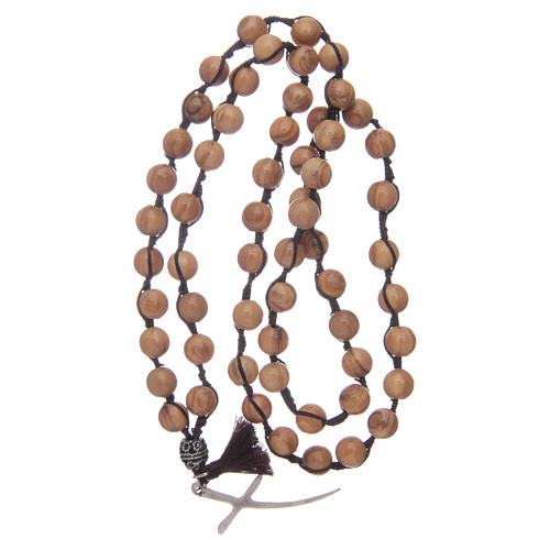 Rosary with olive wood grains and cross 4