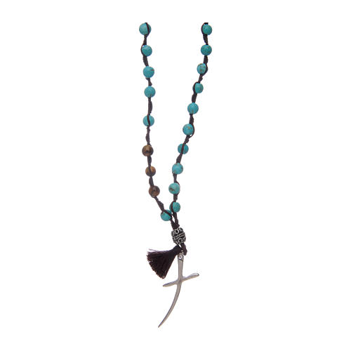 Rosary with turquoise grains and stylized cross 1