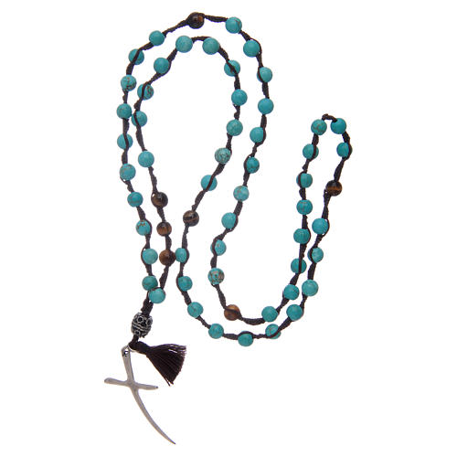 Rosary with turquoise grains and stylized cross 4