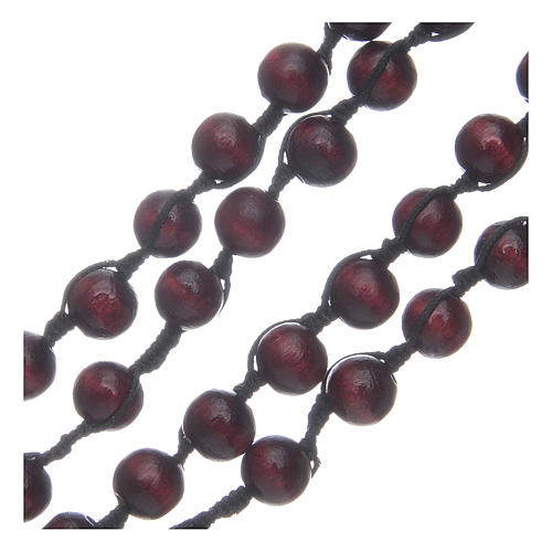 Rosary necklace composed by beechwood grains in rosewood colour 3