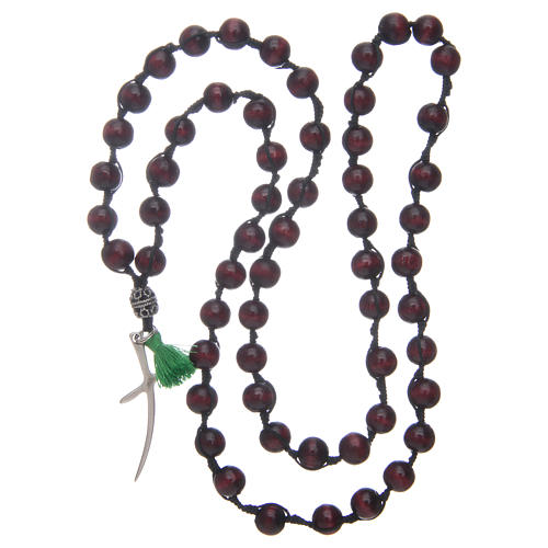 Rosary necklace composed by beechwood grains in rosewood colour 4