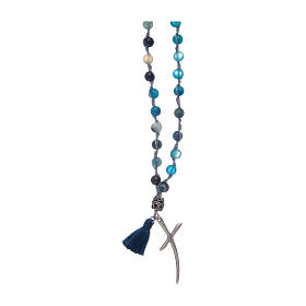 Rosary necklace with agate stones and cross