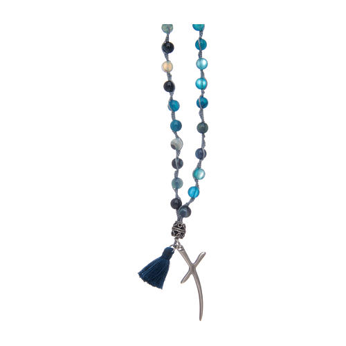 Rosary necklace with agate stones and cross 2
