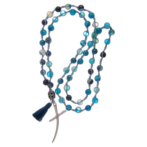 Rosary necklace with agate stones and cross 4