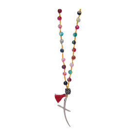 Rosary necklace with agate stone in mixed colours