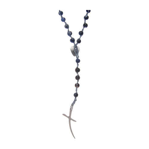 Rosenkranz mit Perlen aus Sodalith und Kreuzanhänger 2