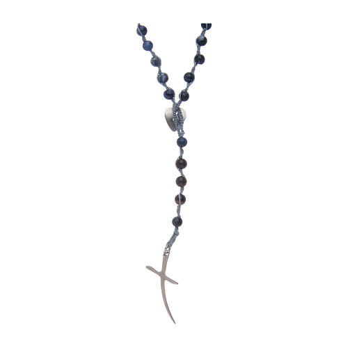 Rosary beads with sodalite grains and cross 2