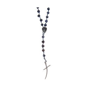 Rosary beads with sodalite grains and cross