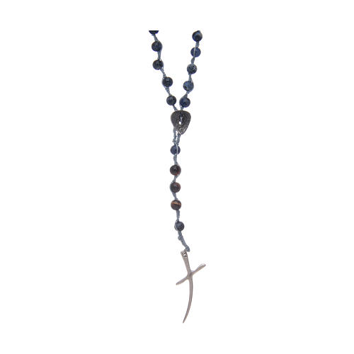 Rosary beads with sodalite grains and cross 1
