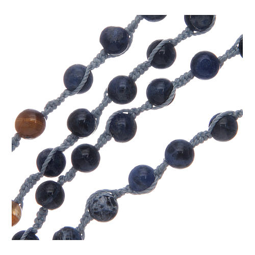 Rosary beads with sodalite grains and cross 3