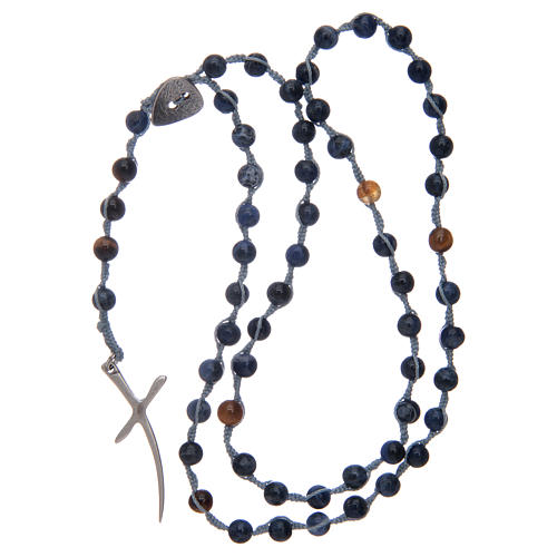 Rosary beads with sodalite grains and cross 4