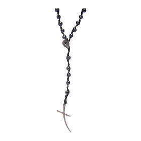 Rosary beads with multifaceted hematite grains and cross