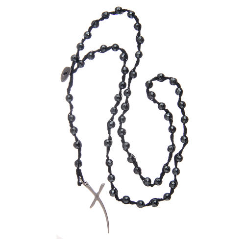 Rosary beads with multifaceted hematite grains and cross 4