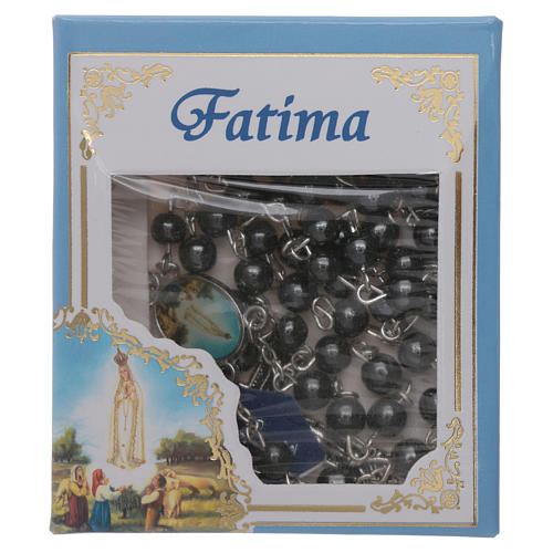 Różaniec Matka Boska Fatimska z hematytu 6 mm w pudełeczku z kartoniku 5