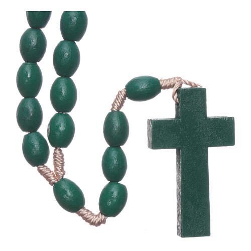 Rosary with oval green grains 8 mm silk setting 2