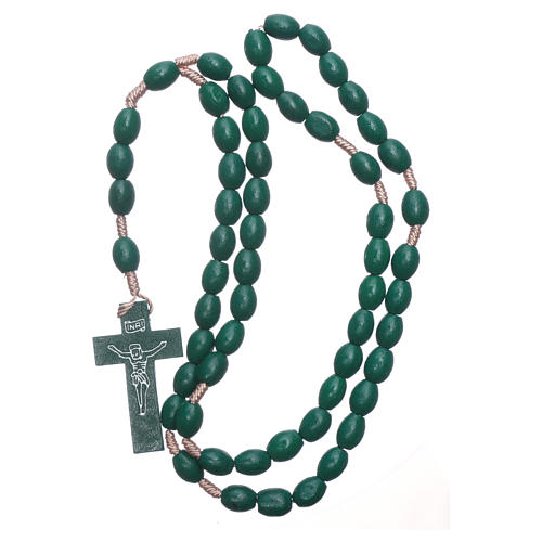 Rosary with oval green grains 8 mm silk setting 4
