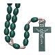 Rosary with oval green grains 8 mm silk setting s1