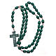 Rosary with oval green grains 8 mm silk setting s4