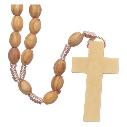 Rosary with wooden oval grains 8 mm silk setting 2