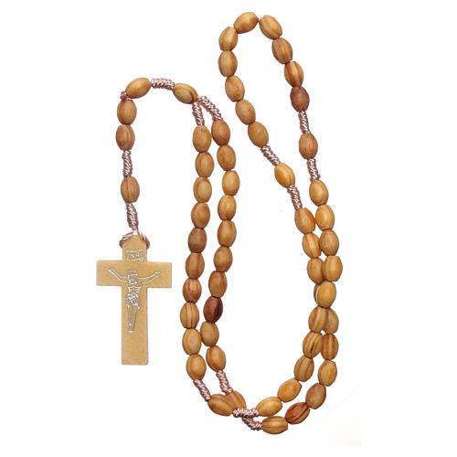 Rosary with wooden oval grains 8 mm silk setting 4