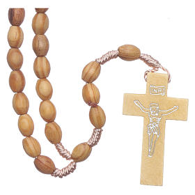 Rosary with wooden oval grains 8 mm silk setting