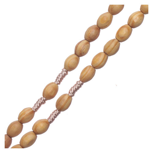 Rosary with wooden oval grains 8 mm silk setting 3