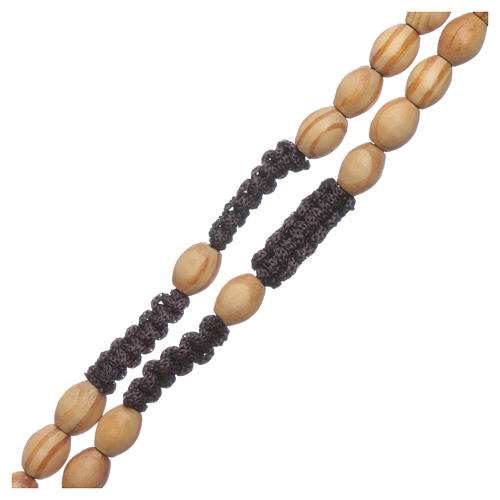 Rosary in olive wood oval Saint Damien silk setting 3