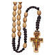 Rosary in olive wood oval Saint Damien silk setting s1