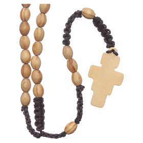 Rosary in olive wood oval Saint Damien silk setting