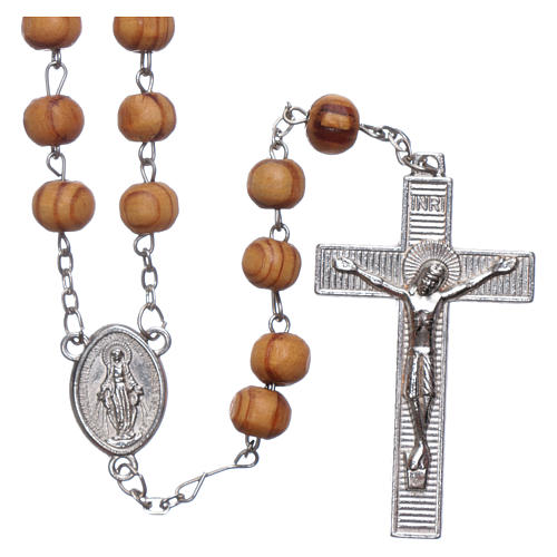 Rosary with medals in olive wood 8 mm 1