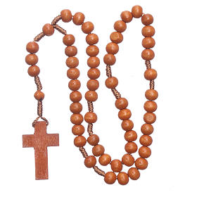 Rosario extra lungo Madonna Lourdes Perle di legno intagliato francese