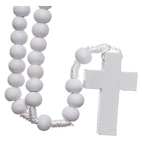 Rosary in white wood grains round 8 mm silk setting