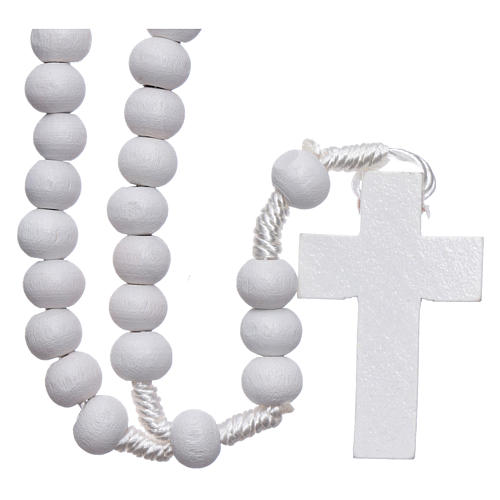 Rosary in white wood grains round 8 mm silk setting 1