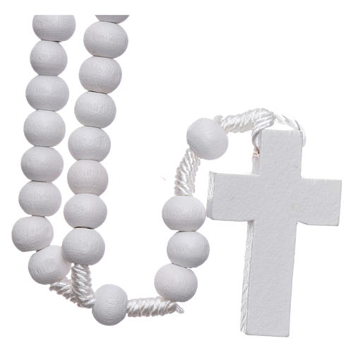 Rosary in white wood grains round 8 mm silk setting 2