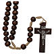 Rosary in dark brown wood 6 mm silk setting s1