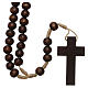 Rosary in dark brown wood 6 mm silk setting s2