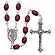 Rosary in wood with burgundy oval grains and metal setting 6,5 mm s1