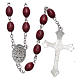 Rosary in wood with burgundy oval grains and metal setting 6,5 mm s2