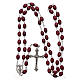 Rosary in wood with burgundy oval grains and metal setting 6,5 mm s4