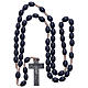 Rosary in dark blue wood with oval grains and silk setting 8 mm s4