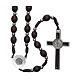 Rosary in oval wood brown with pearls in silver setting s2