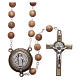 Rosary in light brown wood, talking center piece telling the prayer of Saint Benedict in ITALIAN 8 mm s1