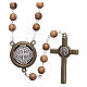 Rosary in light brown wood, talking center piece telling the prayer of Saint Benedict in ITALIAN 8 mm s2