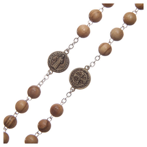 Rosary in light brown wood with Pope Francis talking prayer ITALIAN 8 mm 3
