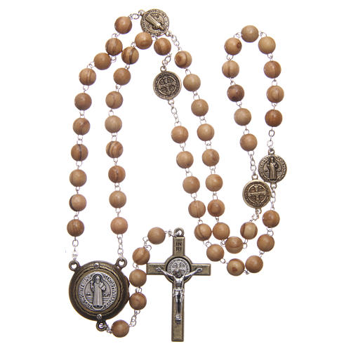 Rosary in light brown wood with Pope Francis talking prayer ITALIAN 8 mm 4